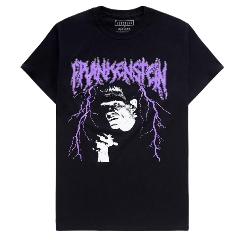 Hot Topic Universal Studios Frankenstein Metal Tee T-Shirt Black NWT
